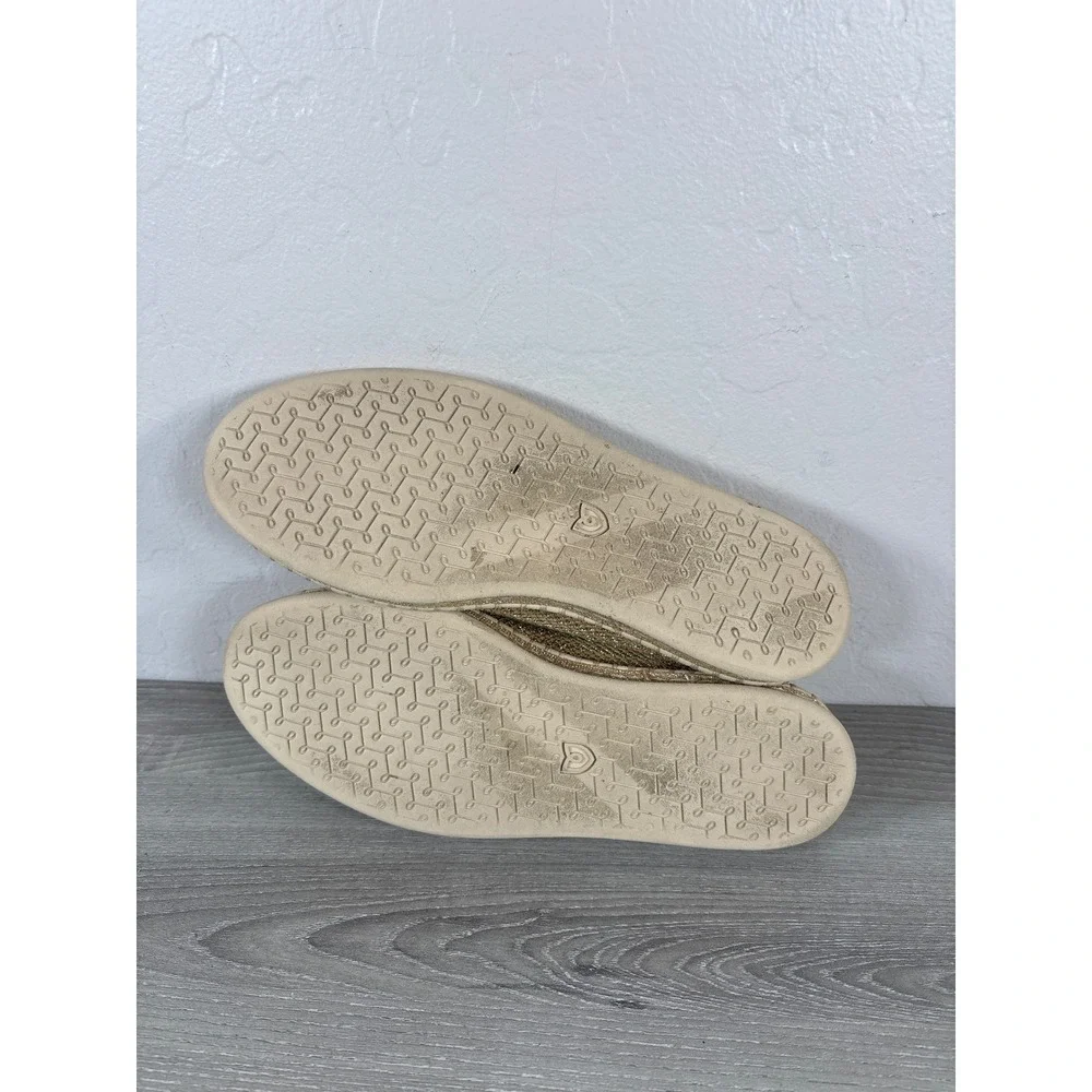 Rothys The Espadrille Gold Metallic Shimmer Knit Slip On Flats Womens 7.5